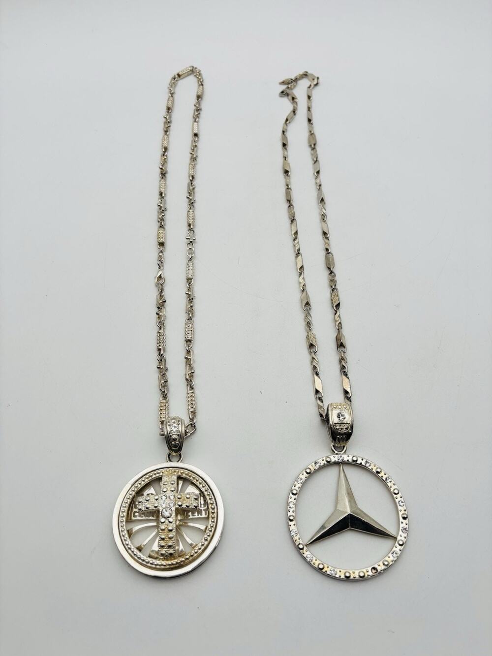 Lot Of 2 Costume Jewelry Necklaces Mercedes Benz And 50 Cent